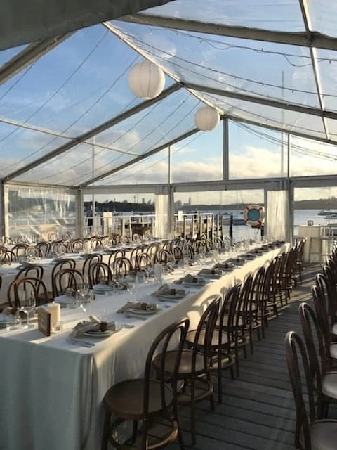 10x9 metre clear marquee at Vaucluse Yacht Club hired and setup by Dancetime